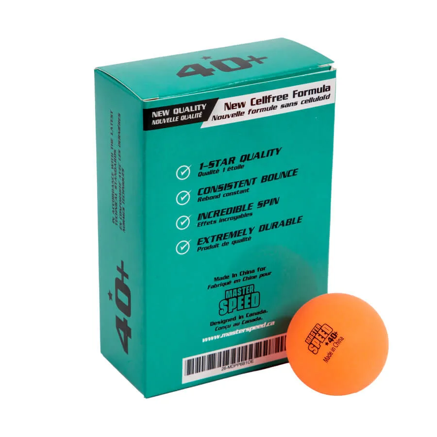 1 STAR MASTER SPEED PING PONG BALLS IN 6 BLISTER BOX ORANGE BALLS