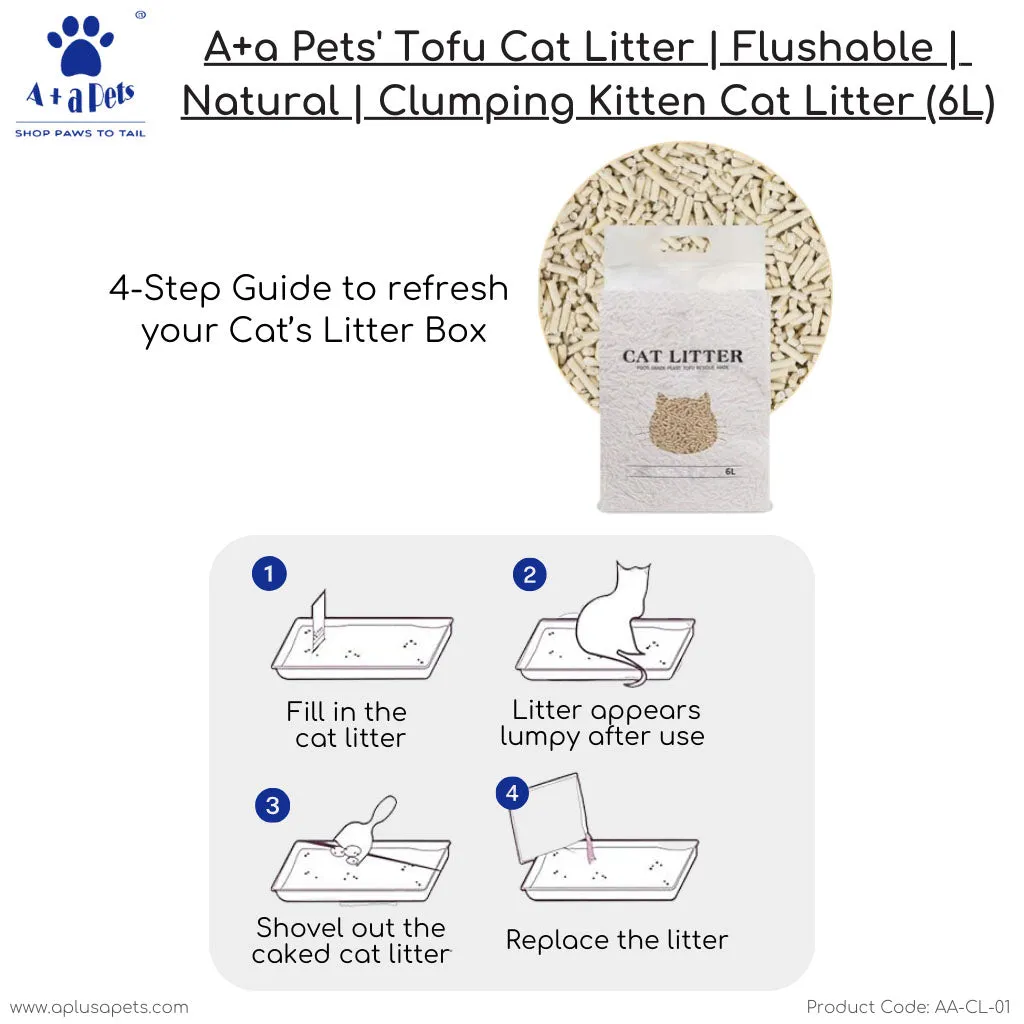 A a Pets' Tofu Pure Natural Dust Free Cat Litter - 6L