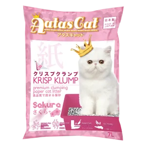 Aatas Cat Premium Clumping Paper Cat Litter - Krisp Klump Sakura 7L