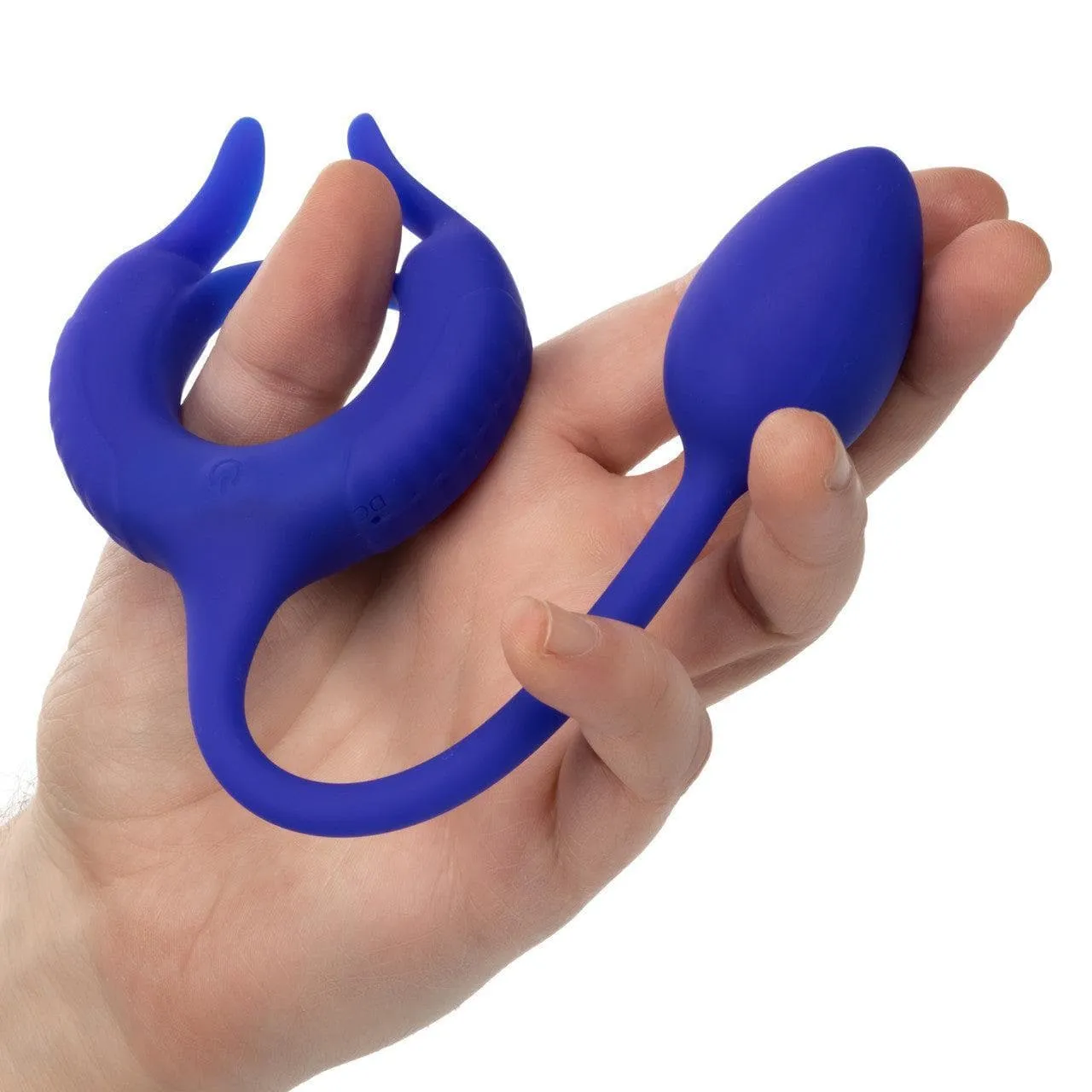 Admiral Plug and Play Weighted Silicone Penis Ring with Anal Plug Blue