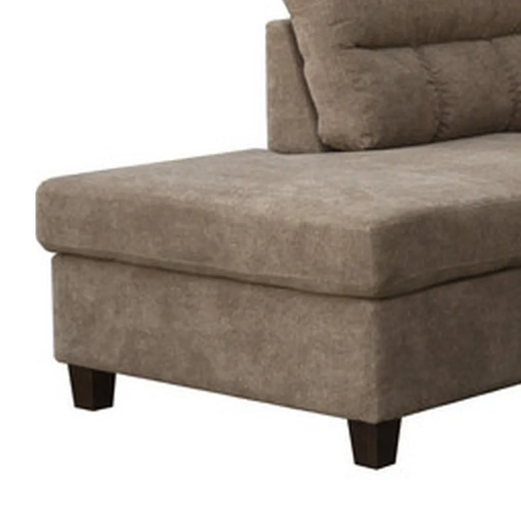 Ari 104 Inch Sectional Sofa with Chaise, Ottoman, 2 Accent Pillows, Brown By Casagear Home