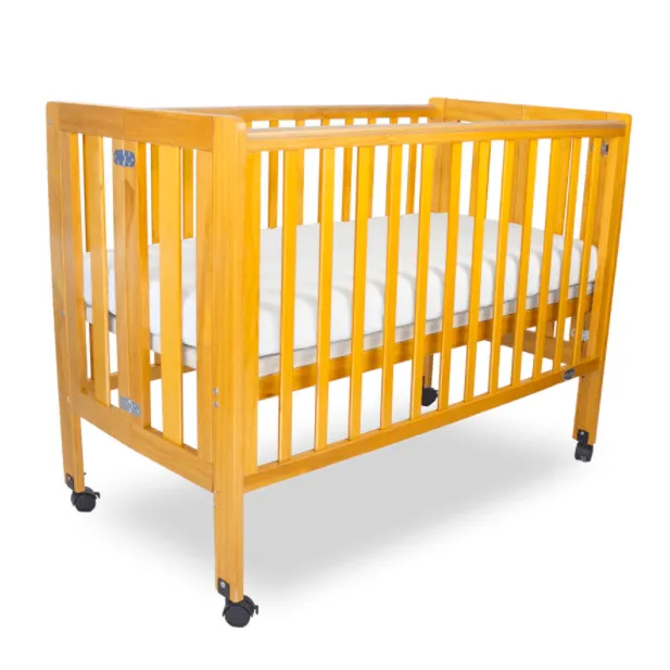 Babyhood Fold N Go Timber Cot Bundle - Baltic