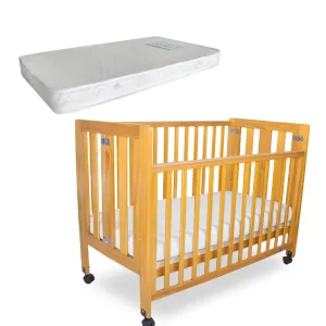Babyhood Fold N Go Timber Cot Bundle - Baltic
