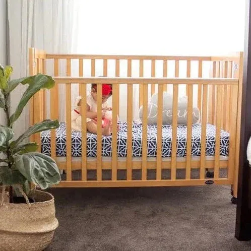 Babyhood Fold N Go Timber Cot Bundle - Baltic