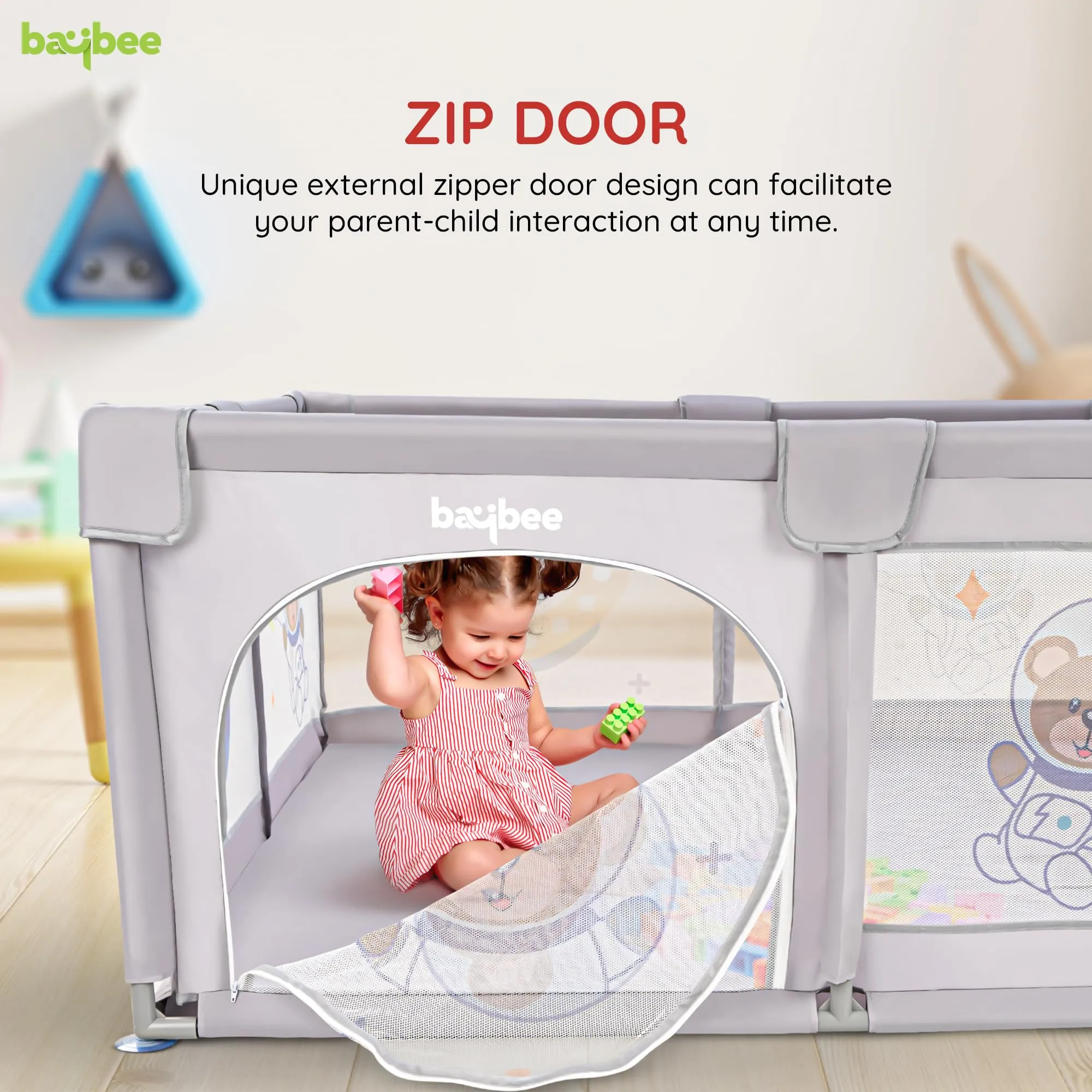 Baybee Kids Playards Playpen for Babies, Smart Folding & Portable Baby Activity with Safety Lock & Pull Rings - (180*150CM)
