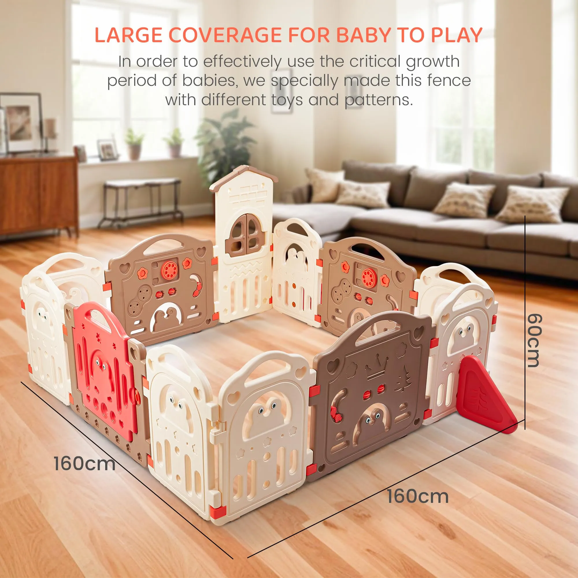Baybee Kids Playards Playpen for Babies, Smart Portable Baby Activity with Safety Door Lock & Side Guard-  Upto 5 Years boys Girls (12 Panels)