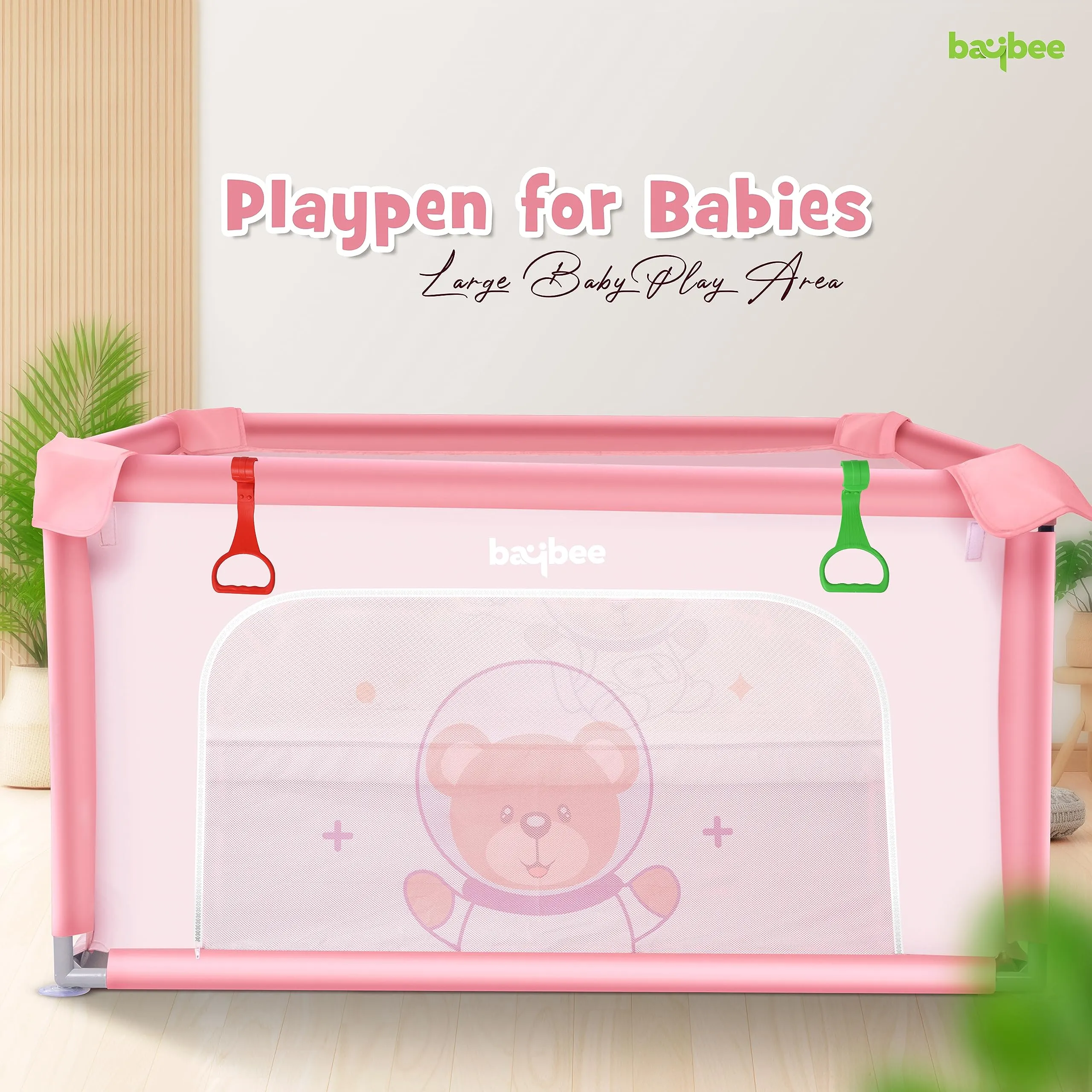 Baybee Playard Playpen for Kids, Smart Folding & Portable Baby Activity with Safety Lock & Suction Cup, Play Gate Fence for Toddlers -Indoor Activity Suitable for Boys & Girls - 125 * 125CM