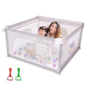Baybee Playard Playpen for Kids, Smart Folding & Portable Baby Activity with Safety Lock & Suction Cup, Play Gate Fence for Toddlers -Indoor Activity Suitable for Boys & Girls - 125 * 125CM