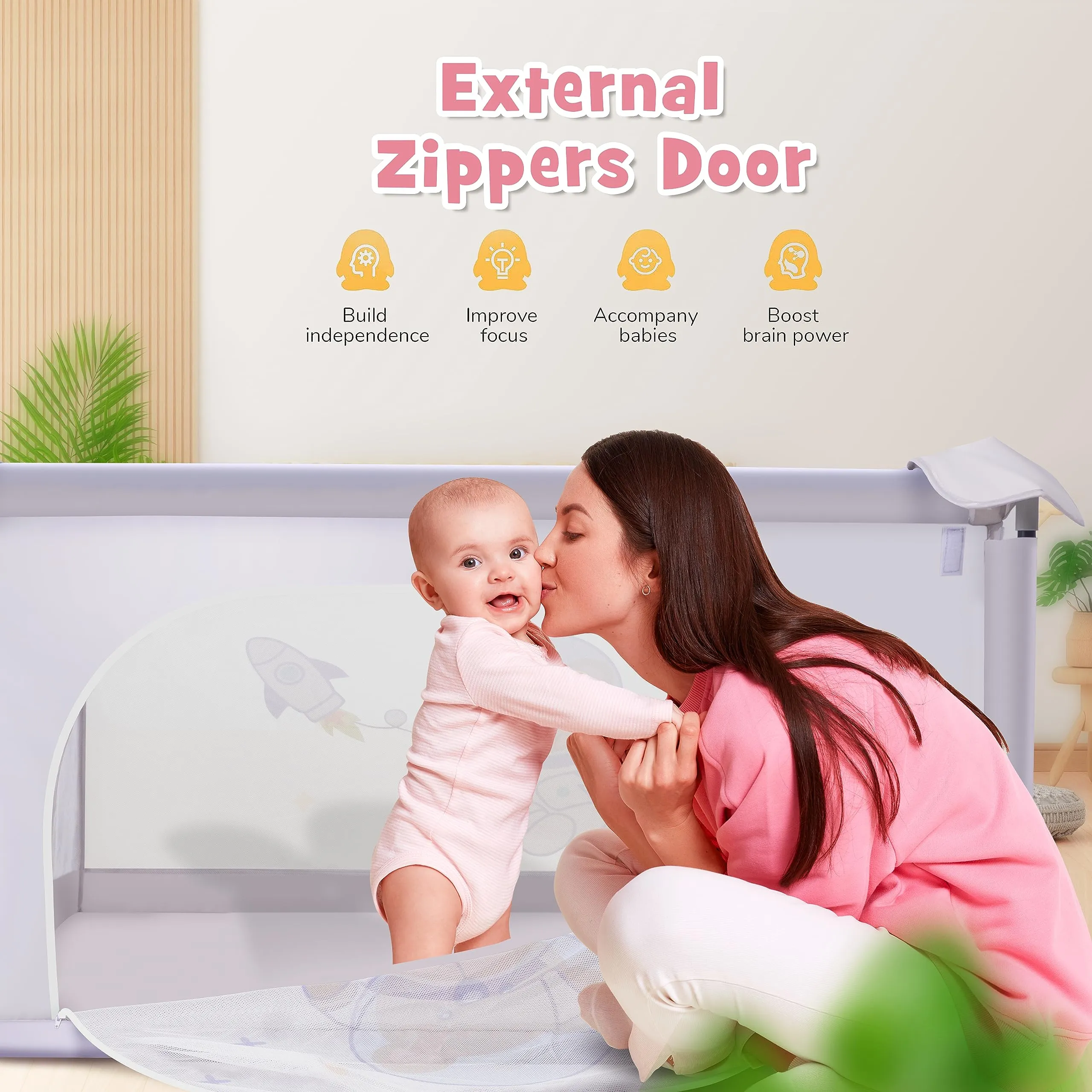 Baybee Playard Playpen for Kids, Smart Folding & Portable Baby Activity with Safety Lock & Suction Cup, Play Gate Fence for Toddlers -Indoor Activity Suitable for Boys & Girls - 125 * 125CM