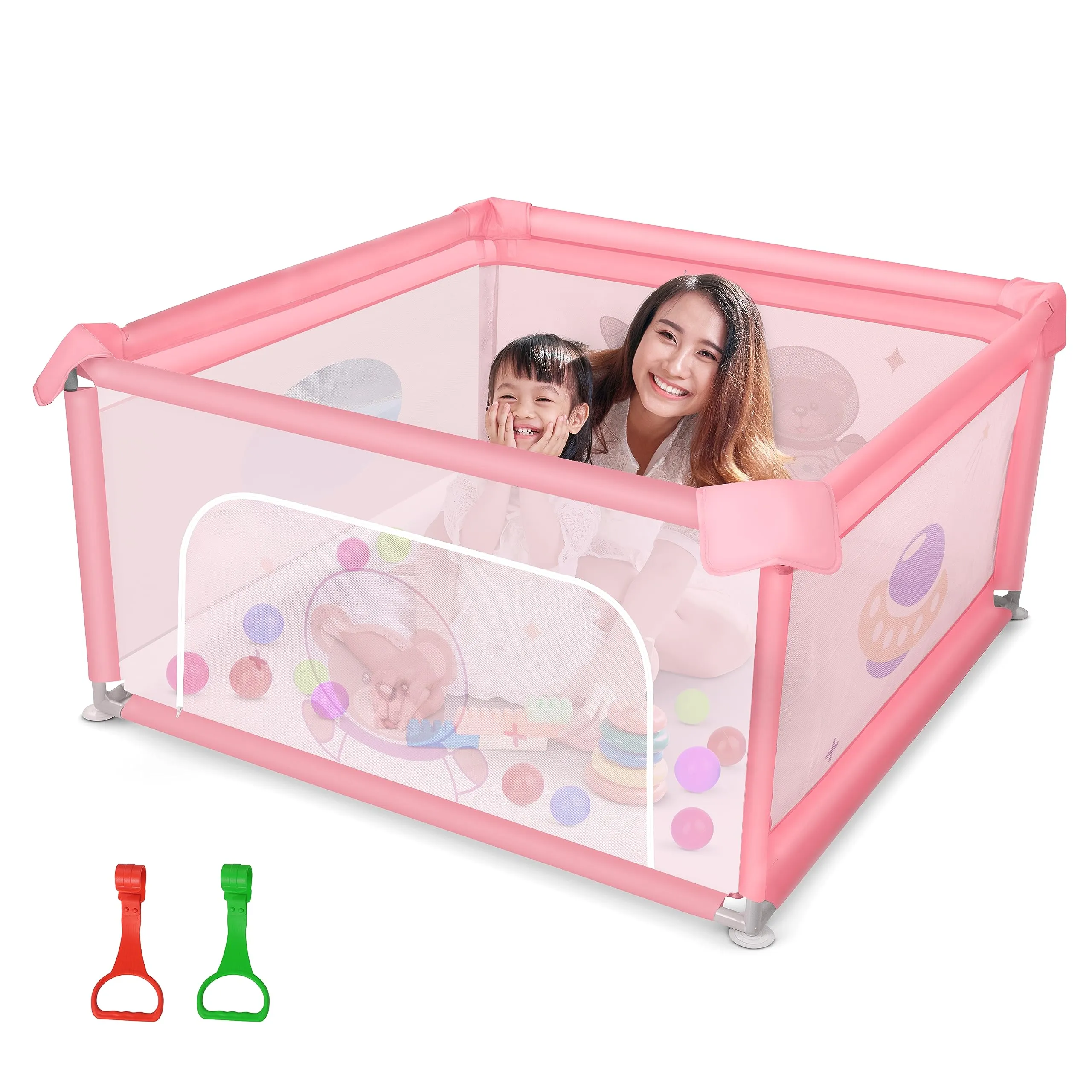 Baybee Playard Playpen for Kids, Smart Folding & Portable Baby Activity with Safety Lock & Suction Cup, Play Gate Fence for Toddlers -Indoor Activity Suitable for Boys & Girls - 125 * 125CM