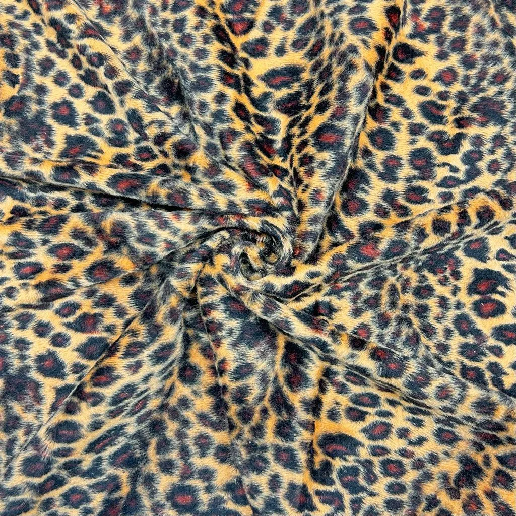 Brown Leopard Print Velboa Fabric