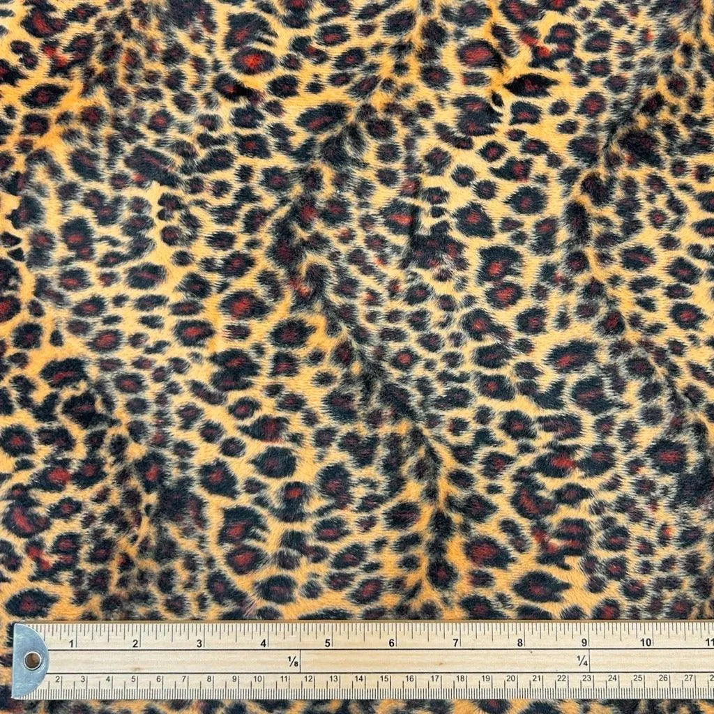 Brown Leopard Print Velboa Fabric