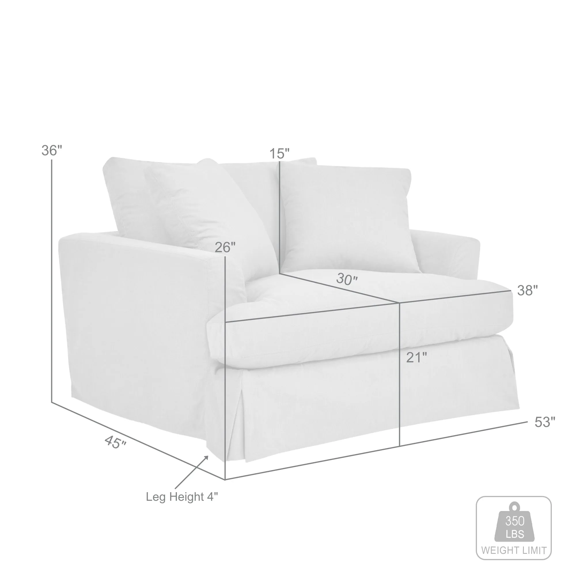 Ciara 53 in. Upholstered Chair and a Half