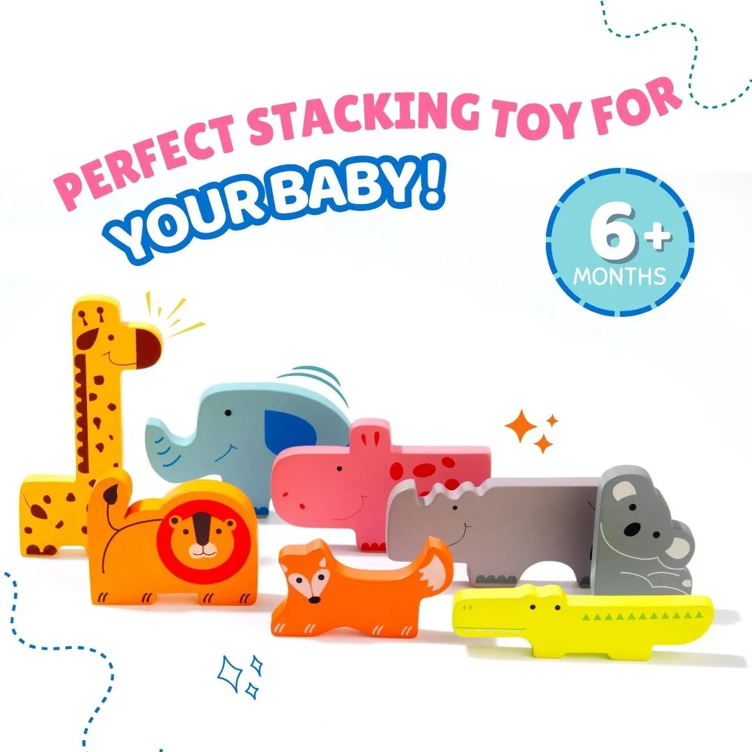 Cots and Cuddles Premium Quality 8pc Wooden Animals Toy for Toddlers