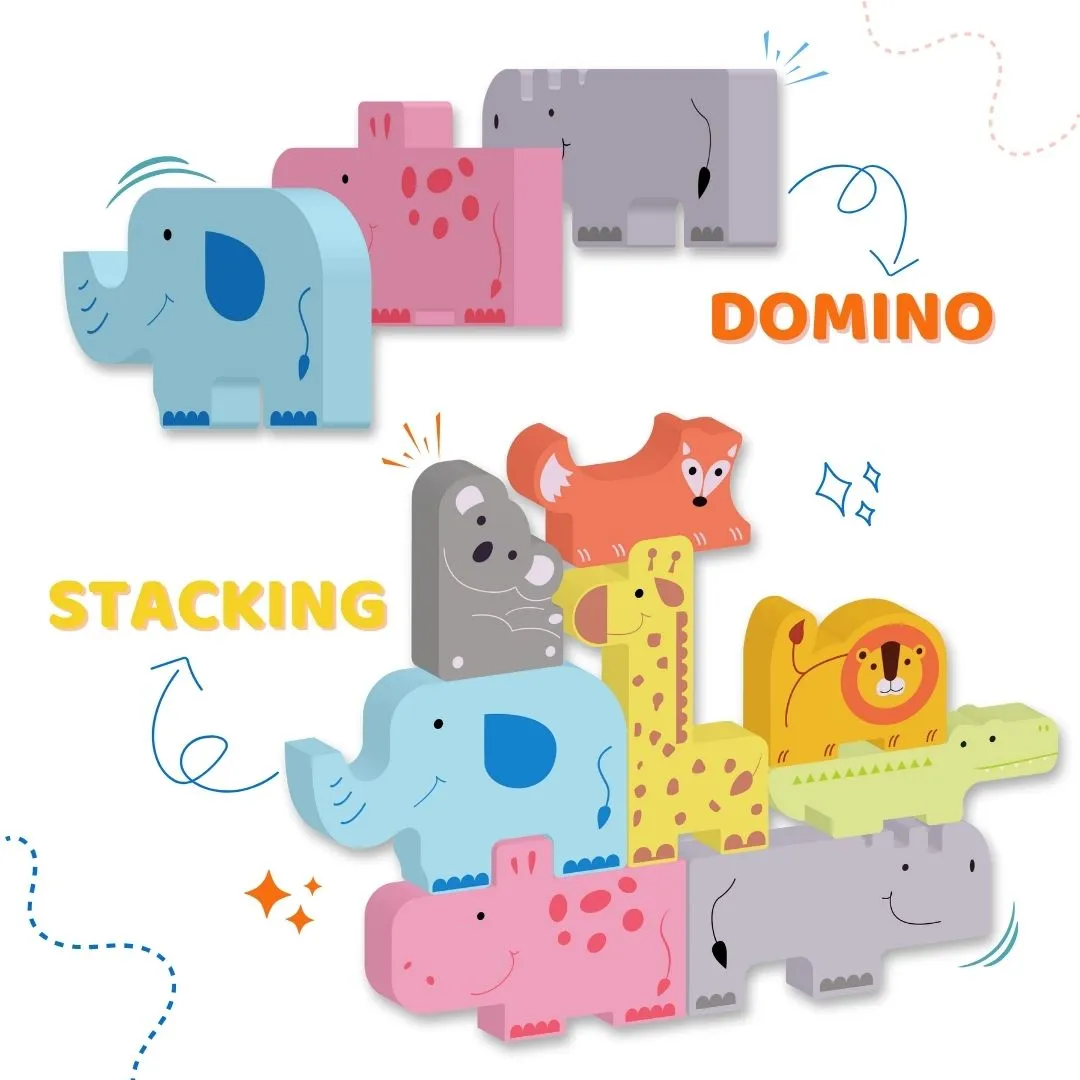 Cots and Cuddles Premium Quality 8pc Wooden Animals Toy for Toddlers