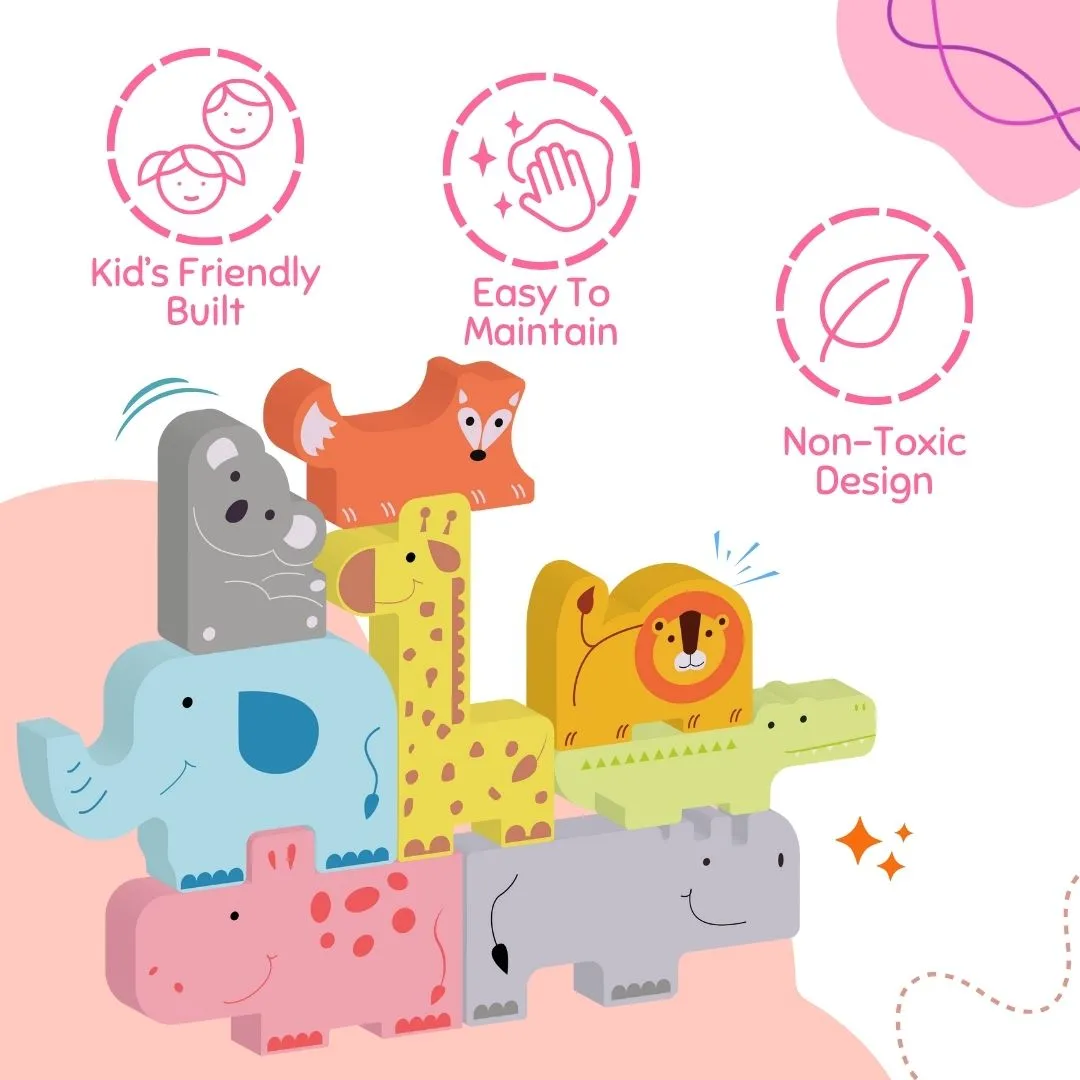 Cots and Cuddles Premium Quality 8pc Wooden Animals Toy for Toddlers