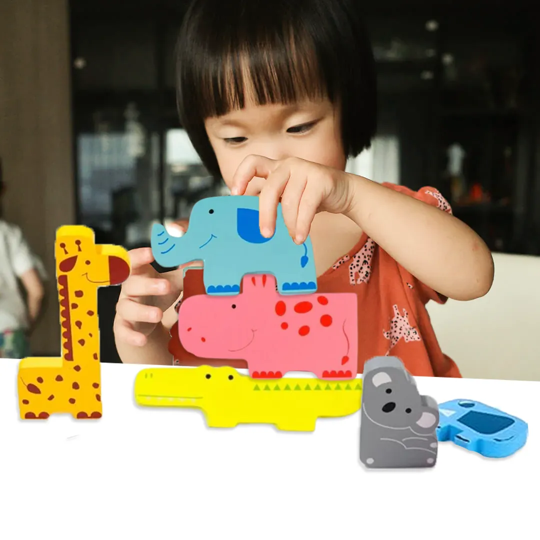 Cots and Cuddles Premium Quality 8pc Wooden Animals Toy for Toddlers