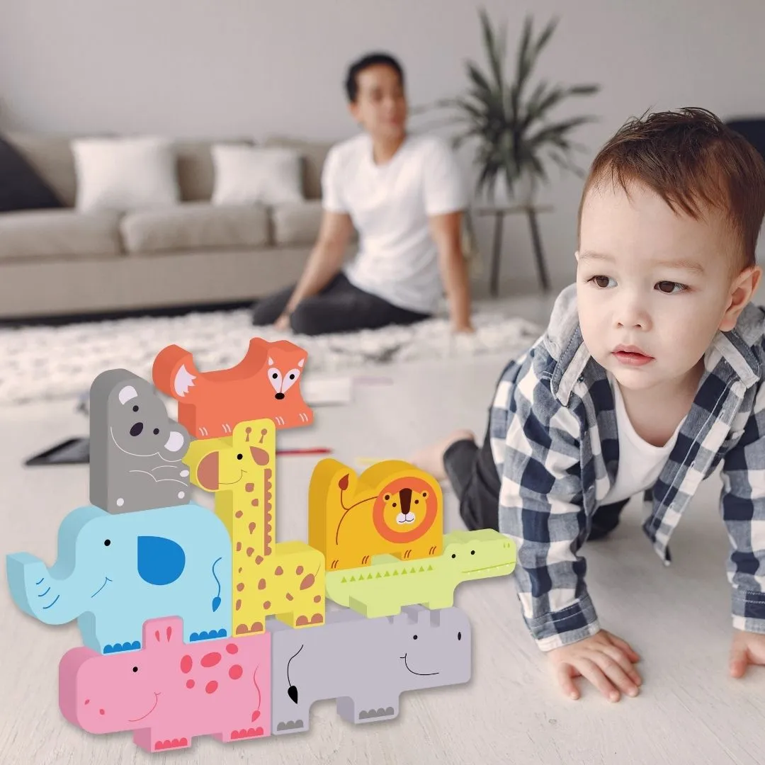 Cots and Cuddles Premium Quality 8pc Wooden Animals Toy for Toddlers