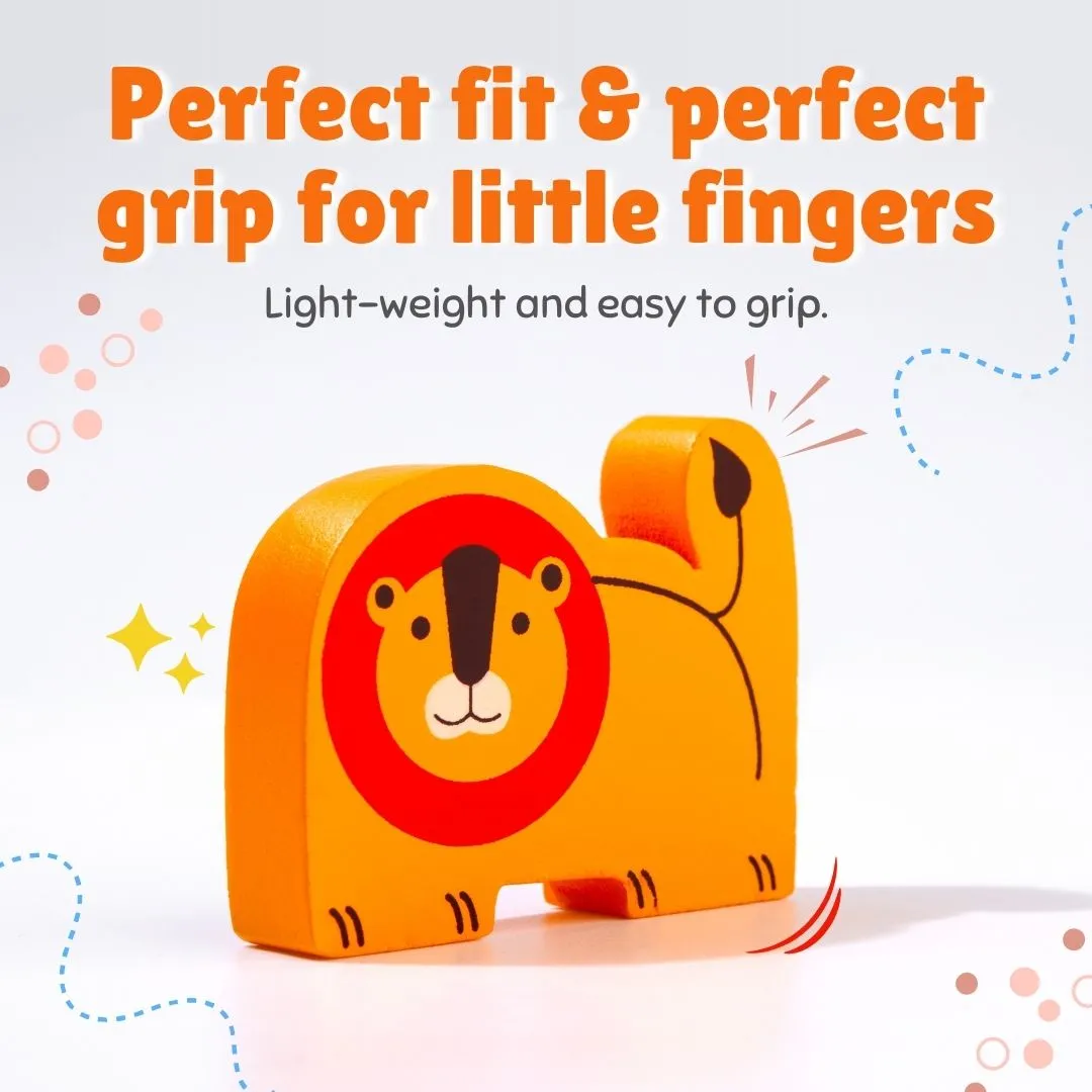 Cots and Cuddles Premium Quality 8pc Wooden Animals Toy for Toddlers