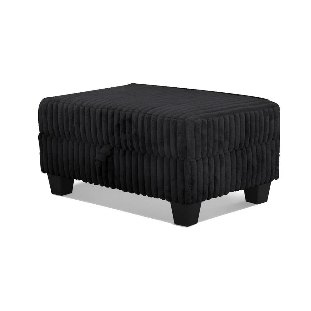 Ega 81 Inch Sectional Sofa, Chaise, Ottoman, Bluetooth Speakers, Black By Casagear Home