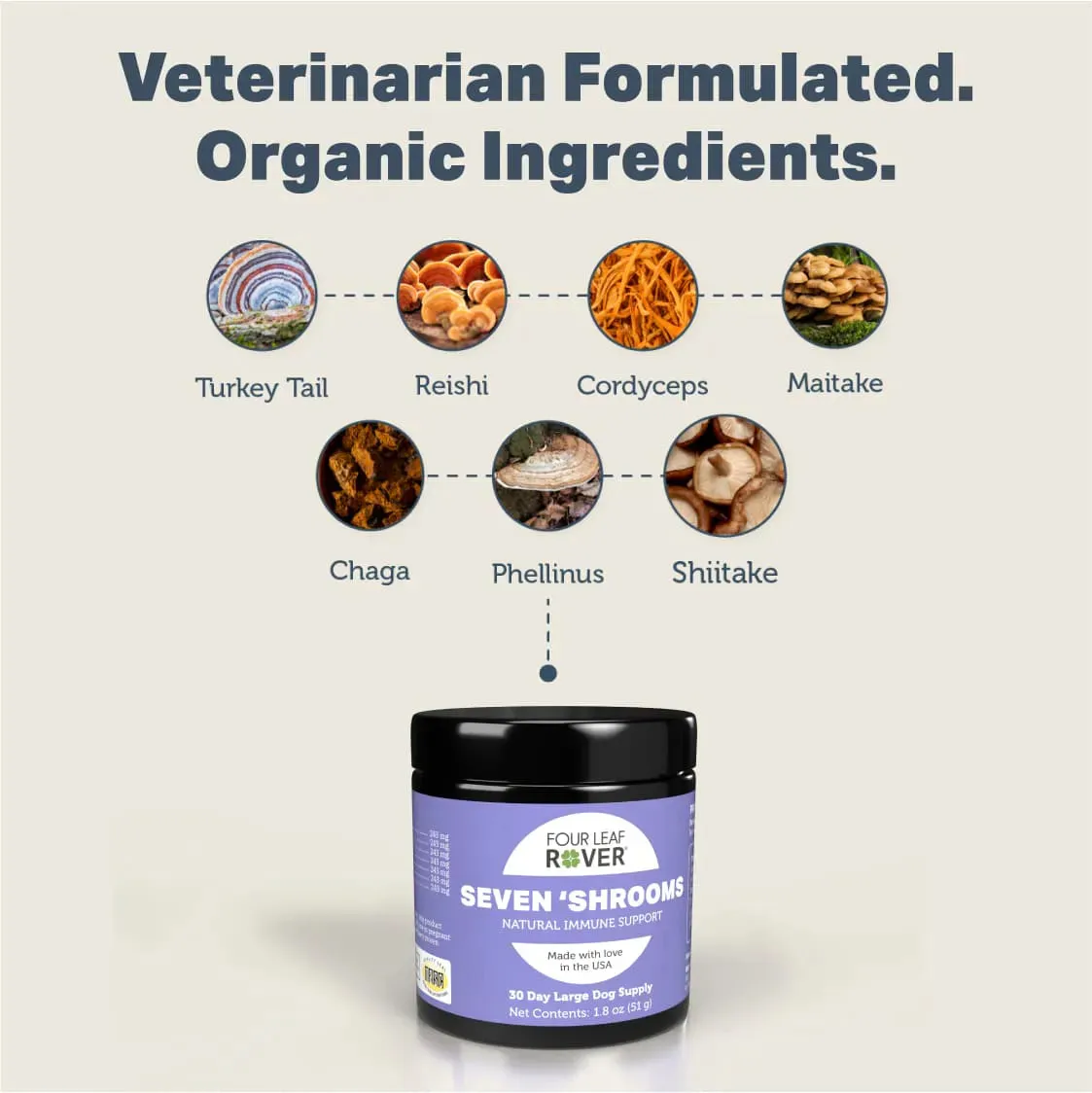Four Leaf Rover Seven 'Shrooms Natural Immune Support for Dogs 1.8oz