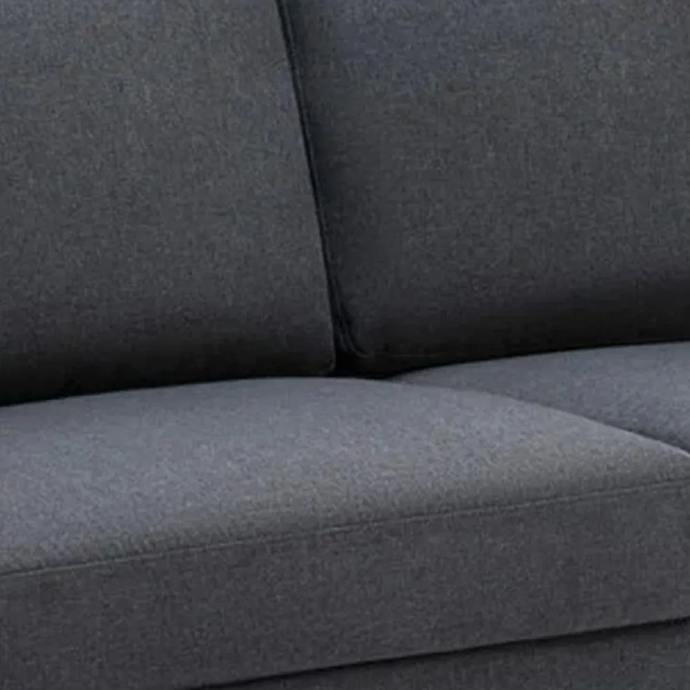 Gala Sofa, Smooth Dark Gray Linen Fabric, 2 Pillows, Black Solid Wood Frame By Casagear Home