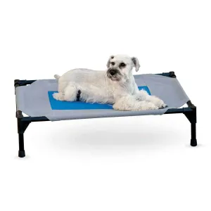 Gray Blue Cooling Dog Cot with Waterproof Fabric - Medium