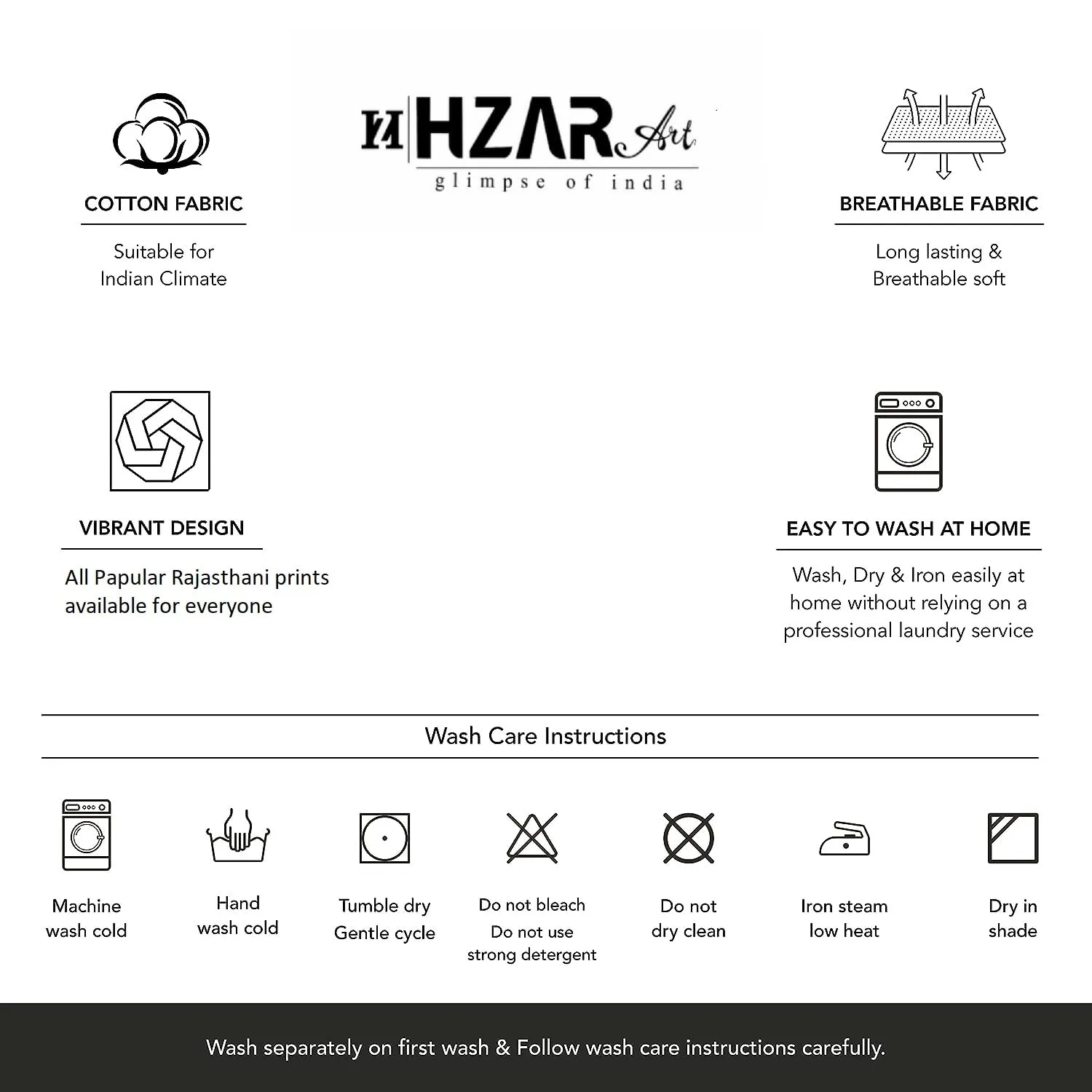 HZAR ART Queen Size Premium 100% Cotton Bedsheet for Double Bed with 2 Pillow Covers | 240 TC Flat Sheet | Jaipuri Print Double BedSheet Cotton(Buti Print,90 X 100 Inches) SSBS118