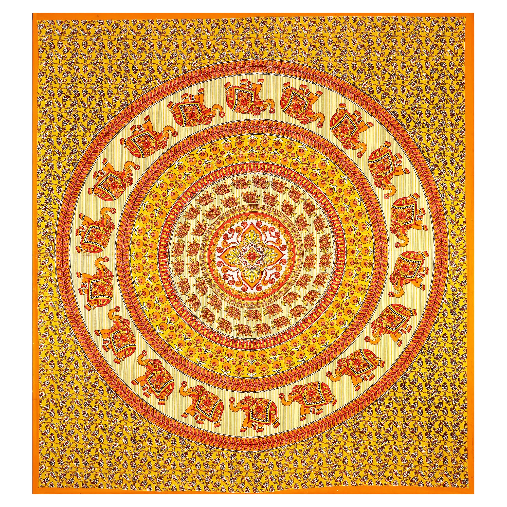 HZAR ART Queen Size Premium 100% Cotton Bedsheet for Double Bed with 2 Pillow Covers | 240 TC Flat Sheet | Jaipuri Print Double BedSheet Cotton(Elephant Print,90 X 100 Inches) SSBS112