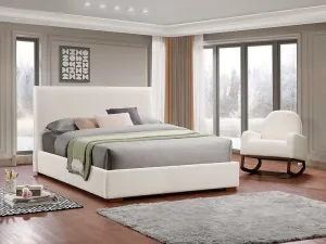 IFDC Modern Platform Bed - Beige Boucle Fabric