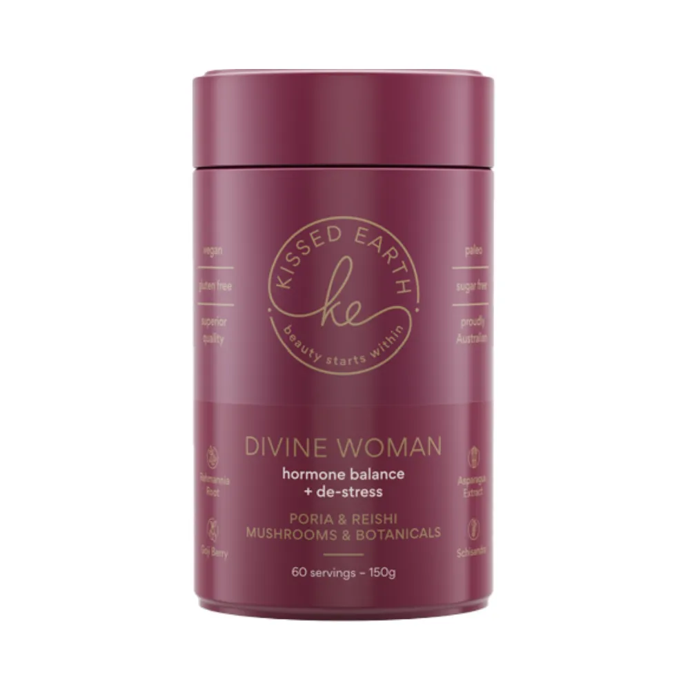 Kissed Earth Divine Woman - Hormone Balance   De-Stress Medicinal Mushrooms 150g