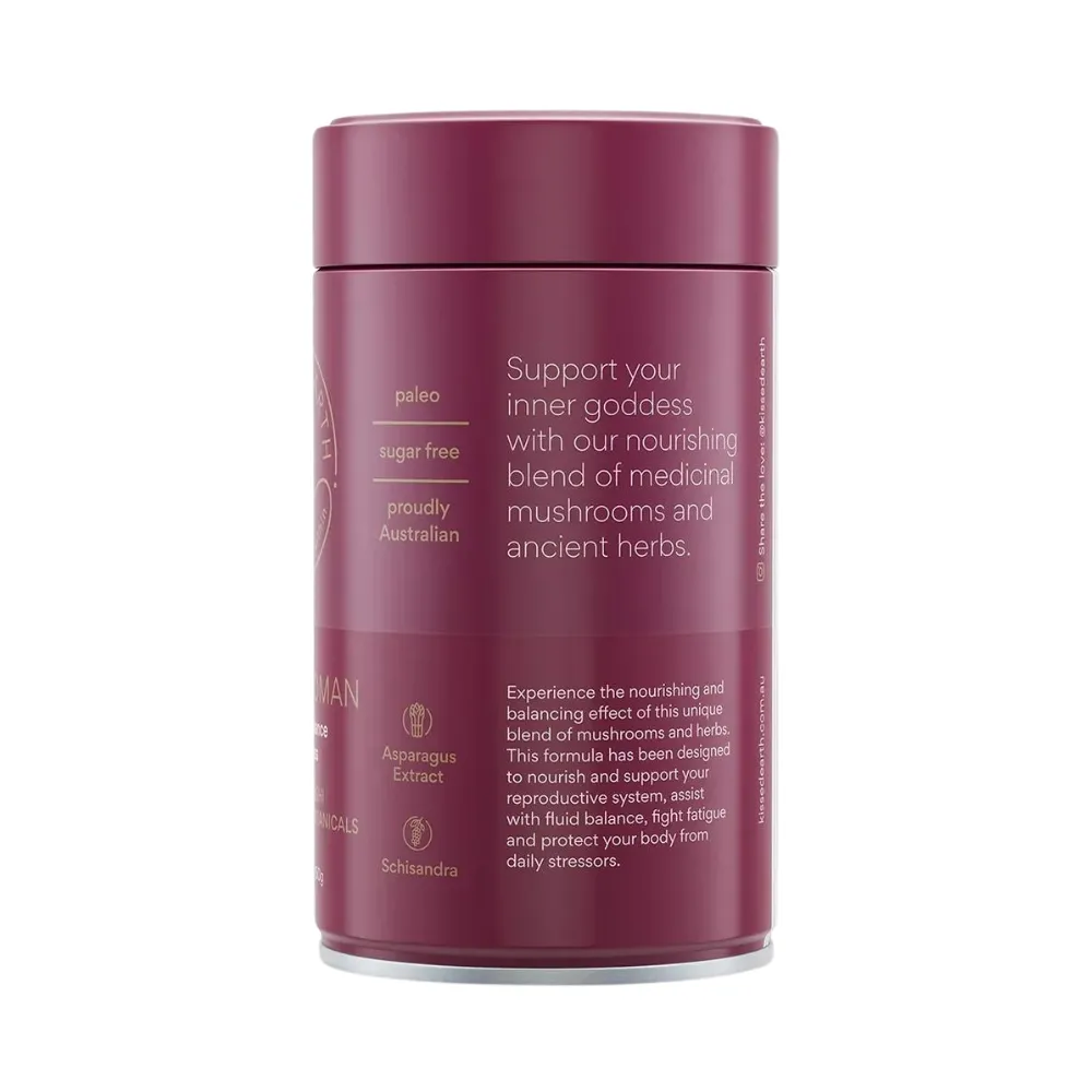 Kissed Earth Divine Woman - Hormone Balance   De-Stress Medicinal Mushrooms 150g