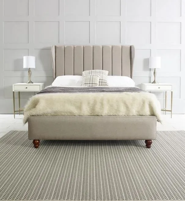 Lacey Winged Fabric Bed - 5ft King Size
