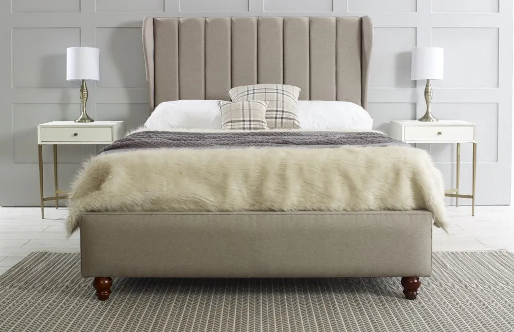 Lacey Winged Fabric Bed - 5ft King Size