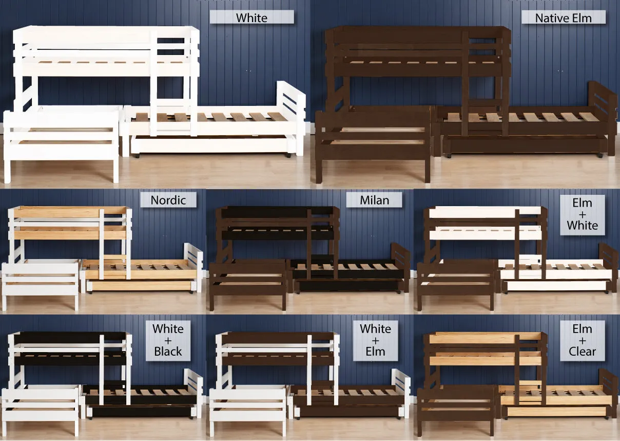Lo-Line Long-Wall Bunk Bed with Standard Bed & Trundle