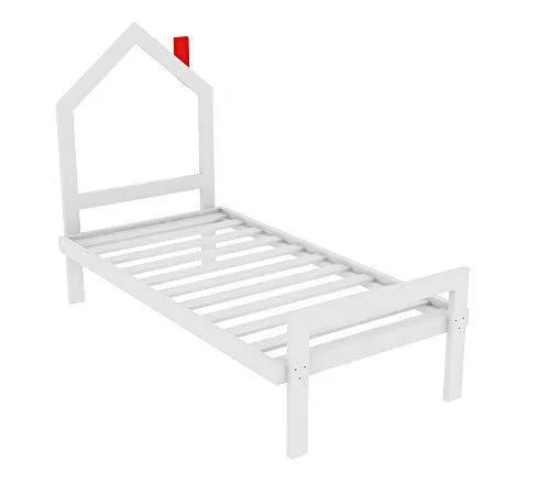 Lycka Pine Wood Single Size Without Storage Bed for Bedroom Home (White)
