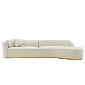 Manhattan Comfort Contemporary Daria Linen Sofa Sectional with Pillows in Ivory