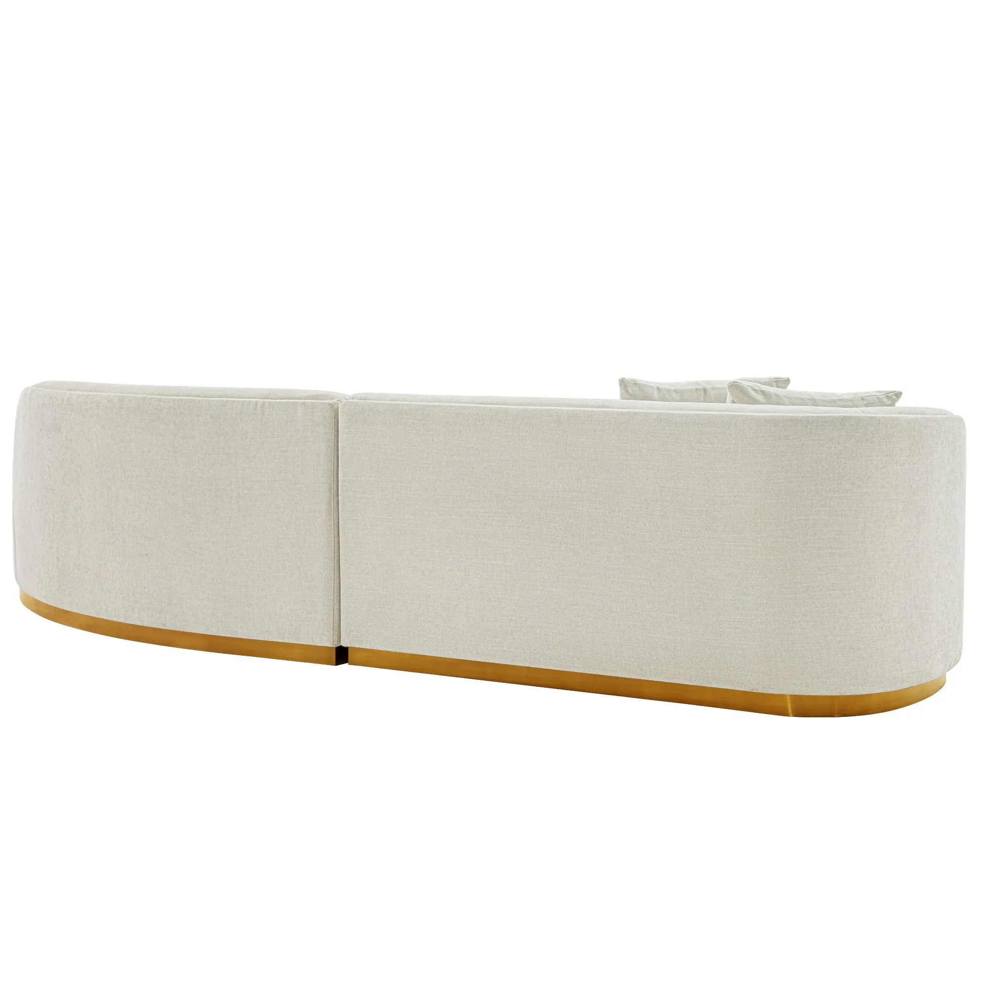 Manhattan Comfort Contemporary Daria Linen Sofa Sectional with Pillows in Ivory
