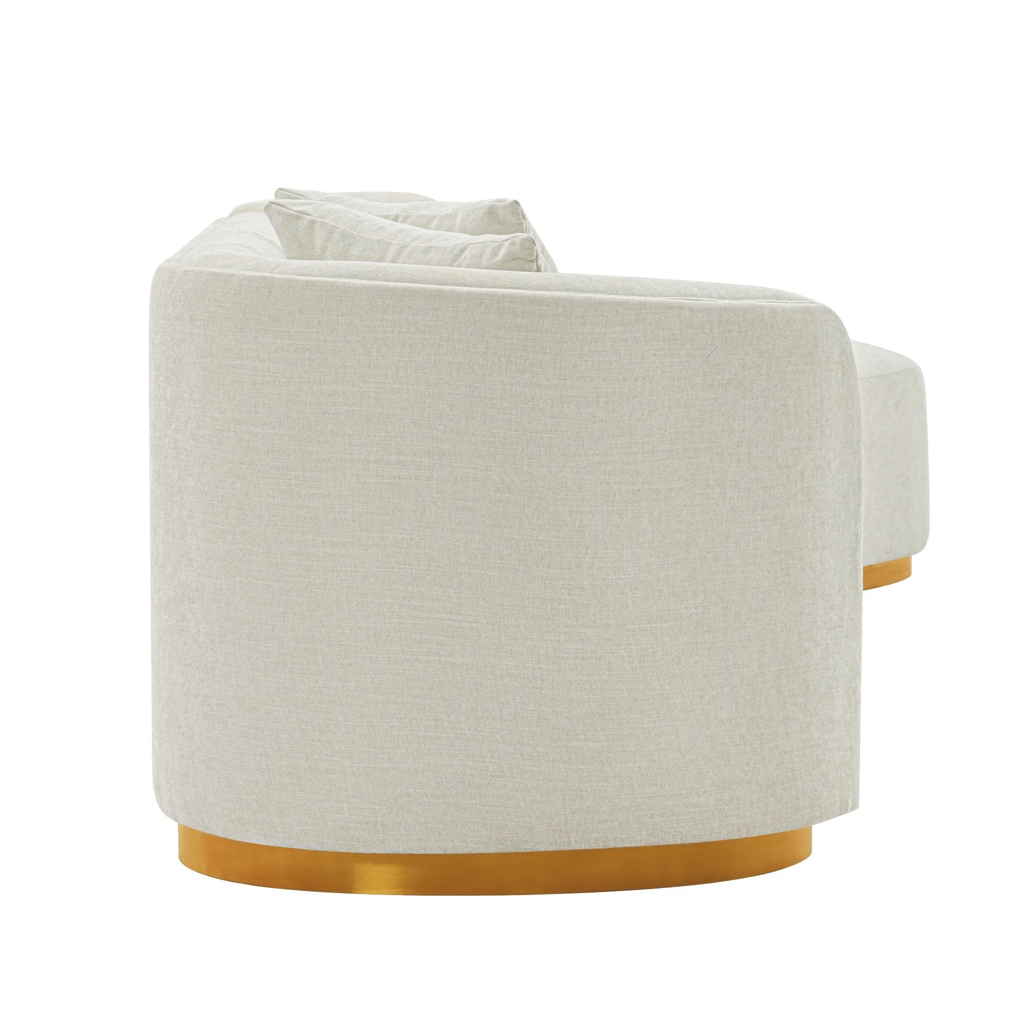 Manhattan Comfort Contemporary Daria Linen Sofa Sectional with Pillows in Ivory