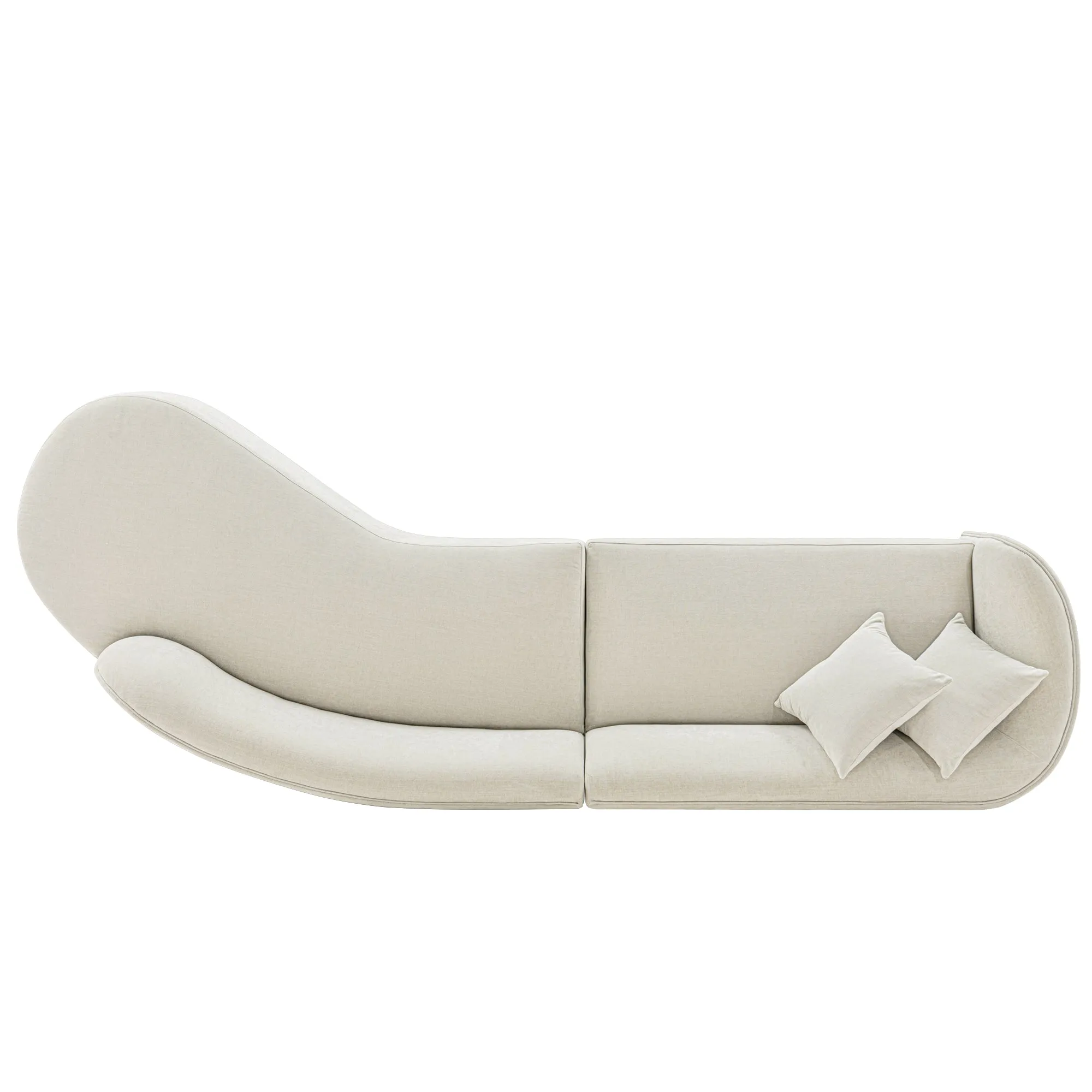 Manhattan Comfort Contemporary Daria Linen Sofa Sectional with Pillows in Ivory