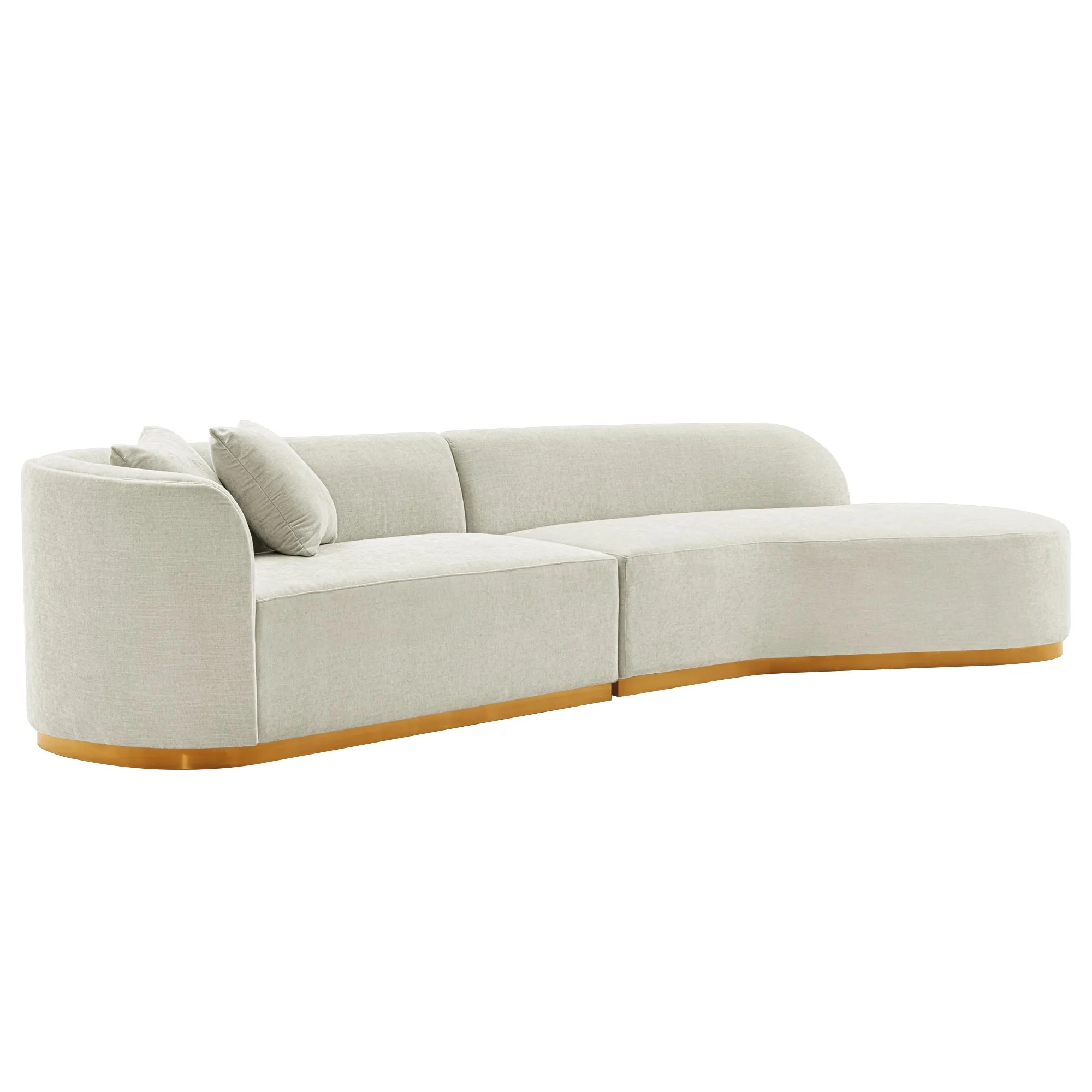 Manhattan Comfort Contemporary Daria Linen Sofa Sectional with Pillows in Ivory