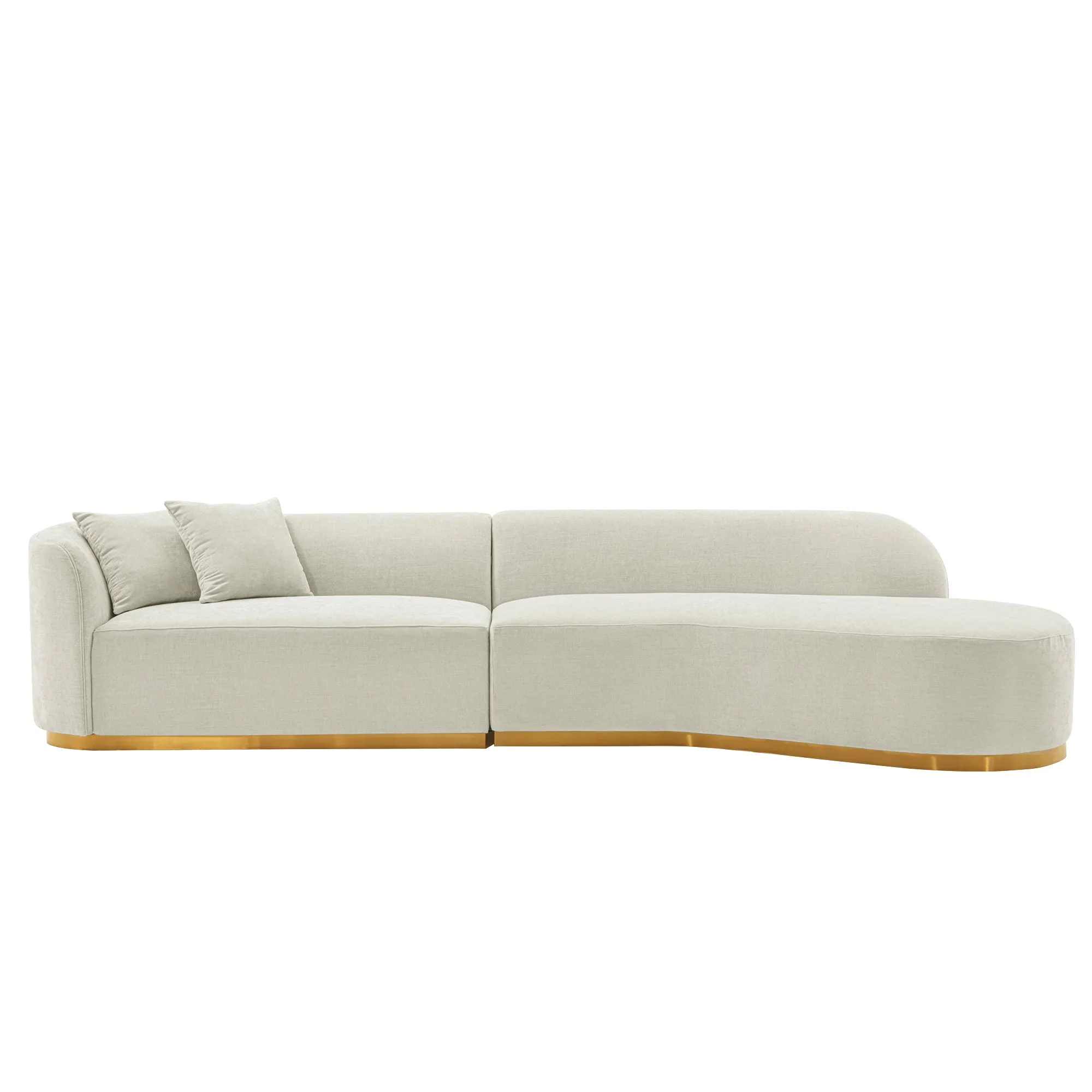 Manhattan Comfort Contemporary Daria Linen Sofa Sectional with Pillows in Ivory