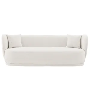 Manhattan Comfort Contemporary Siri Linen 92.52 Sofa with Pillows in Cream