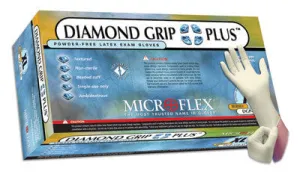 Microflex Large Natural 9.5" Diamond Grip Plus 5.1 mil Latex Ambidextrous Non-Sterile Powder-Free Disposable Gloves With Textured Finish And Beaded Cuffs (100 Each Per Box)