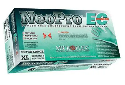 Microflex Medium Green 12" NeoPro EC 6.3 mil Chloroprene Ambidextrous Non-Sterile Powder-Free Disposable Gloves With Textured Fingers Finish And Extended, Beaded Cuffs (50 Each Per Box)