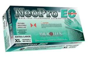 Microflex Small Green 12" NeoPro EC 6.3 mil Chloroprene Ambidextrous Non-Sterile Powder-Free Disposable Gloves With Textured Fingers Finish And Extended, Beaded Cuffs (50 Each Per Box)