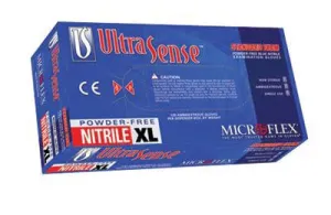 Microflex X-Small Blue 9.5" UltraSense 3 1/2 mil Nitrile Ambidextrous Non-Sterile Powder-Free Disposable Gloves With Textured Fingers Finish And Beaded Cuffs (100 Each Per Box)