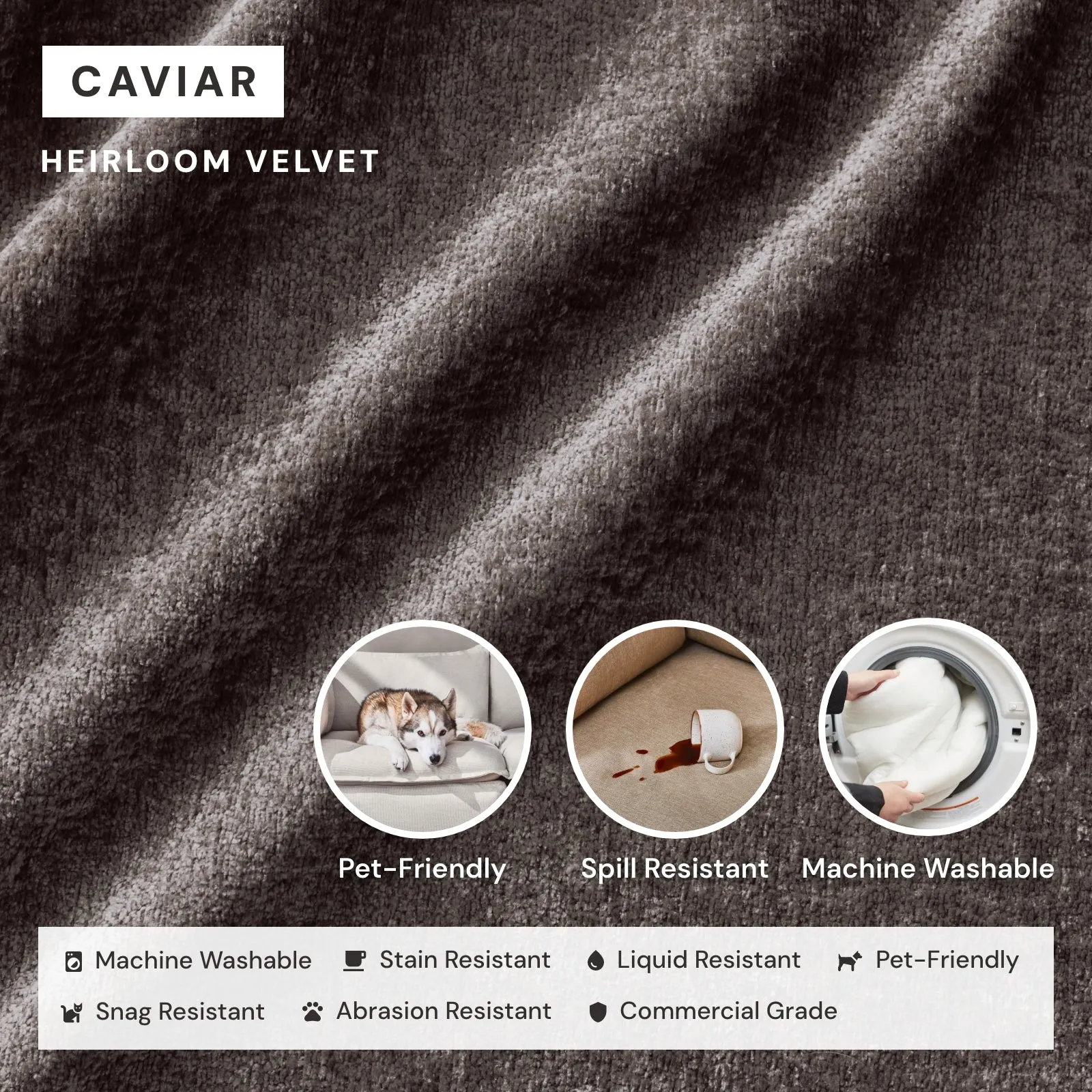 Modular Washable 6-Seater Open-Ends U-Sectional   Ottoman in Caviar | Memorix  Seat | Cloud Pillow