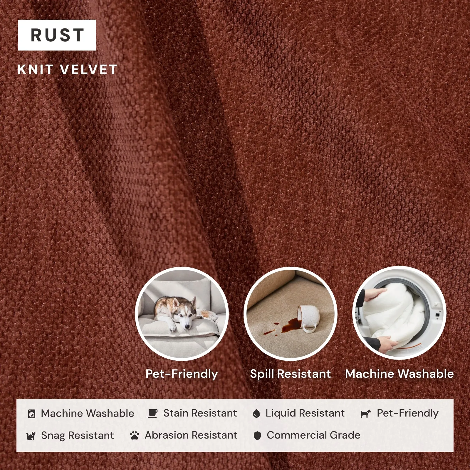Modular Washable 6-Seater U-Sectional in Rust | Memorix  Seat | Cloud Pillow