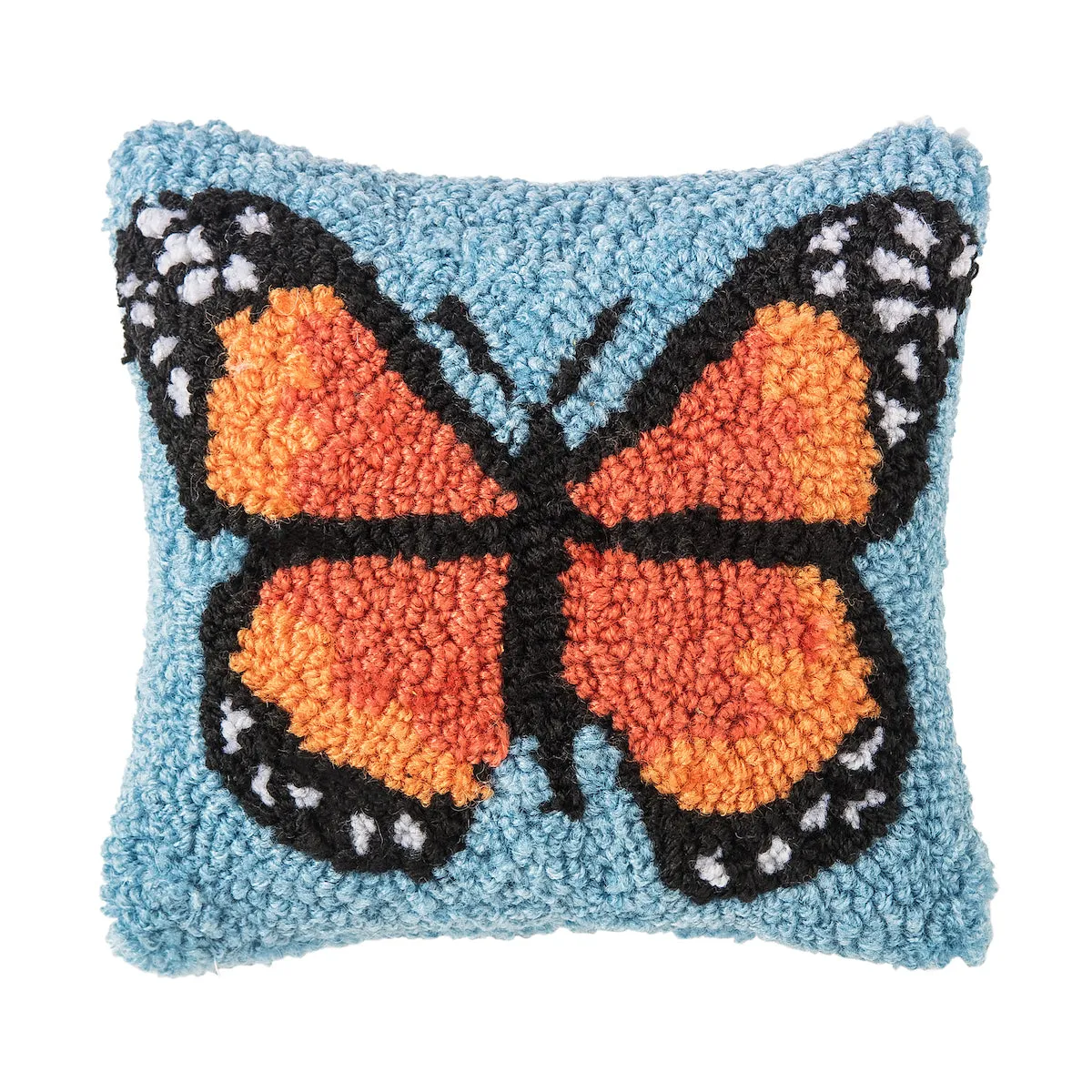 Monarch Butterfly Hooked Mini Pillow